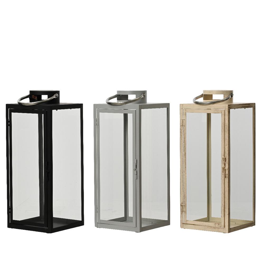 Decoris Iron Lantern with Glass and Powder Coating 48cm - 3 Assorted