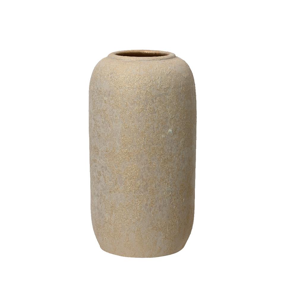 Decoris Terracotta Vase with Gold Structure 16 x 30cm