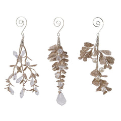 Decoris Hanging Plastic Leaf with Glitter 18cm - 3 Assorted