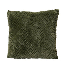 Decoris Polyester Cushion with Jacquard Leaf Design 45 x 45cm - Dark Green