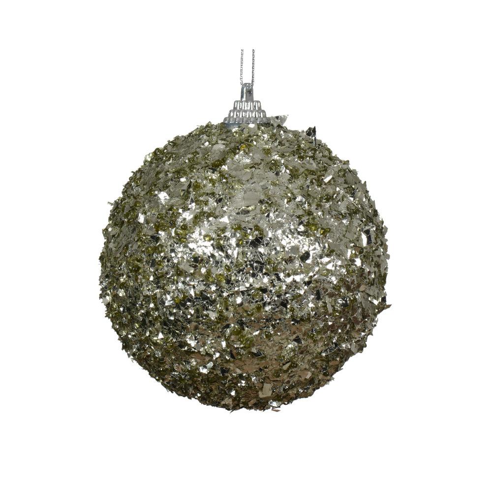 Decoris Foam Bauble with Beads and Sequins 10cm - Rosemary Green