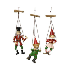 Decoris Hanging Polyresin Puppet Figure 10cm - 3 Assorted