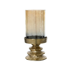 Decoris Aluminium Candleholder with Glass Tube 12 x 31cm - Gold