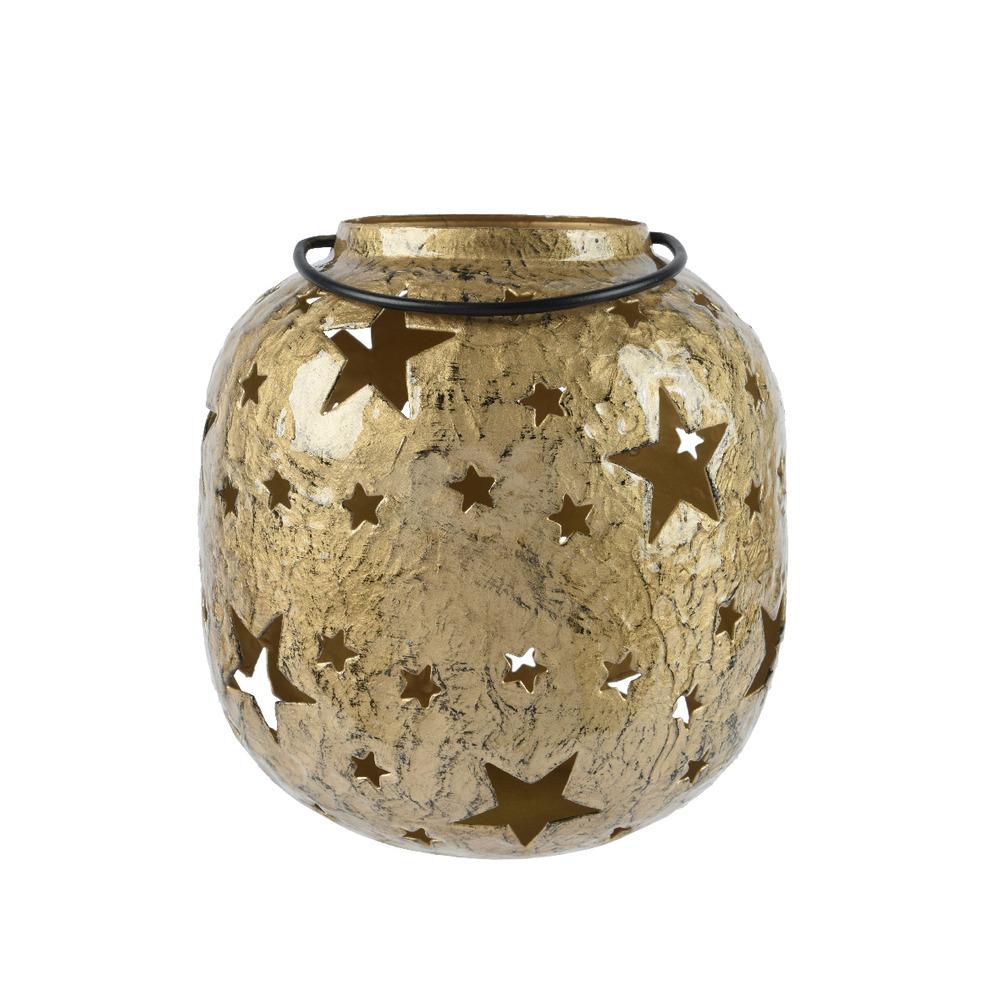 Decoris Iron Lantern with Star Cut-Out 25 x 25cm - Gold