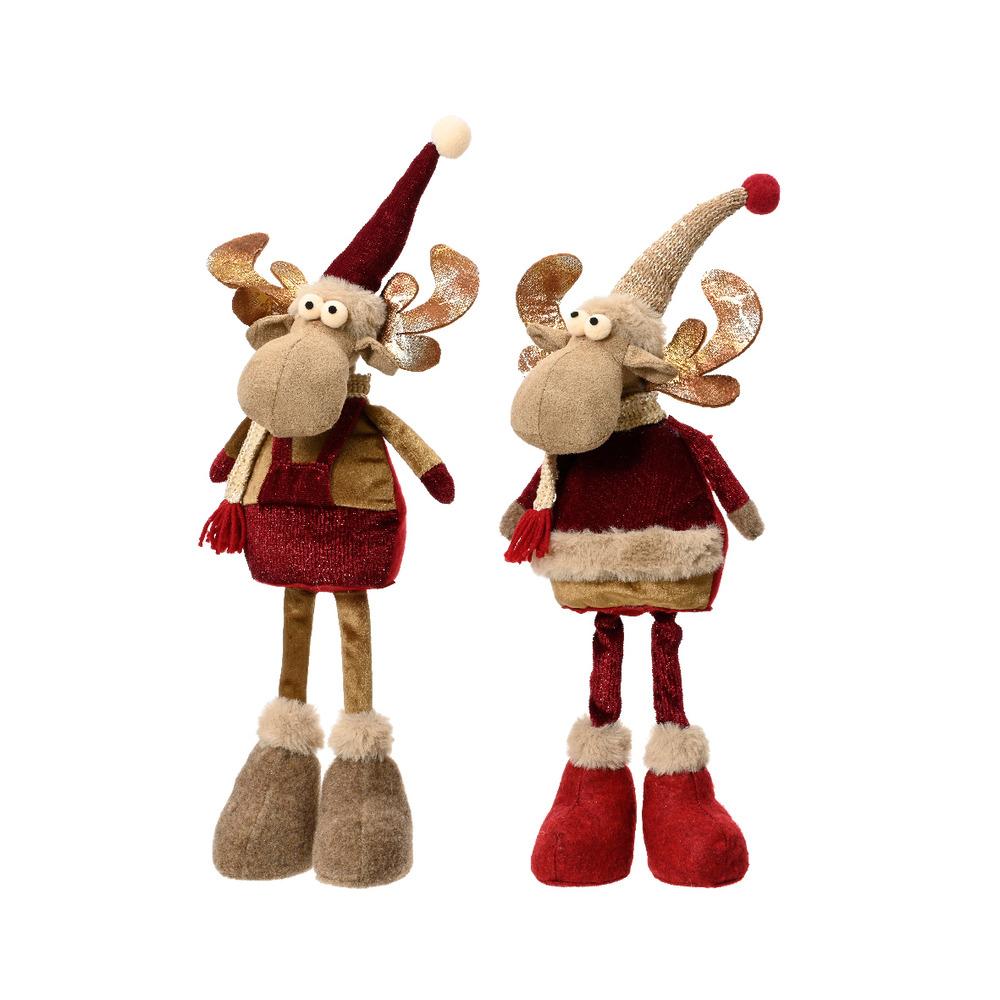 Decoris Polyester Standing Deer 50cm - 2 Assorted Dark red