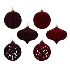 Decoris Hanging Velvet Bauble 10cm - 6 Assorted