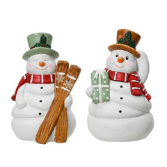 Decoris Terracotta Snowman Moneybank 20cm - 2 Assorted