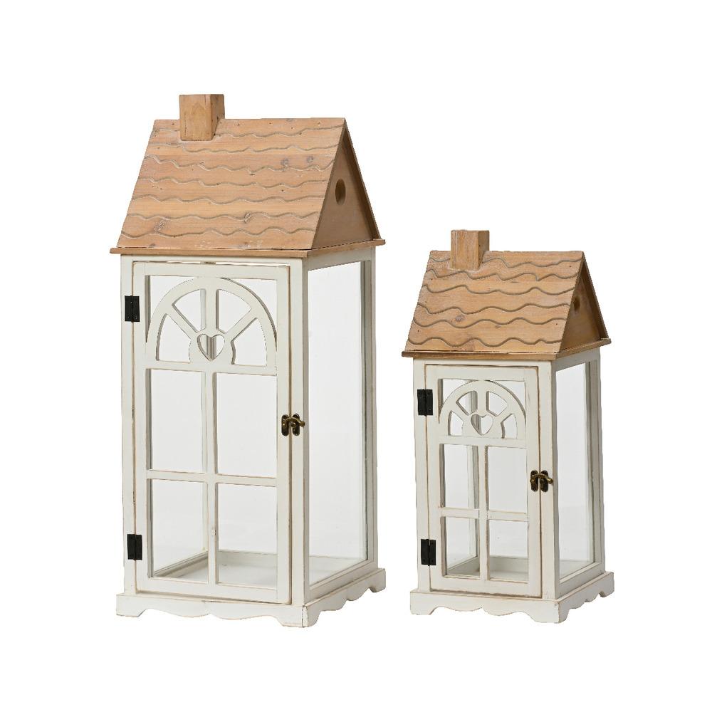 Decoris Firwood Lantern Set of 2 Pieces - White