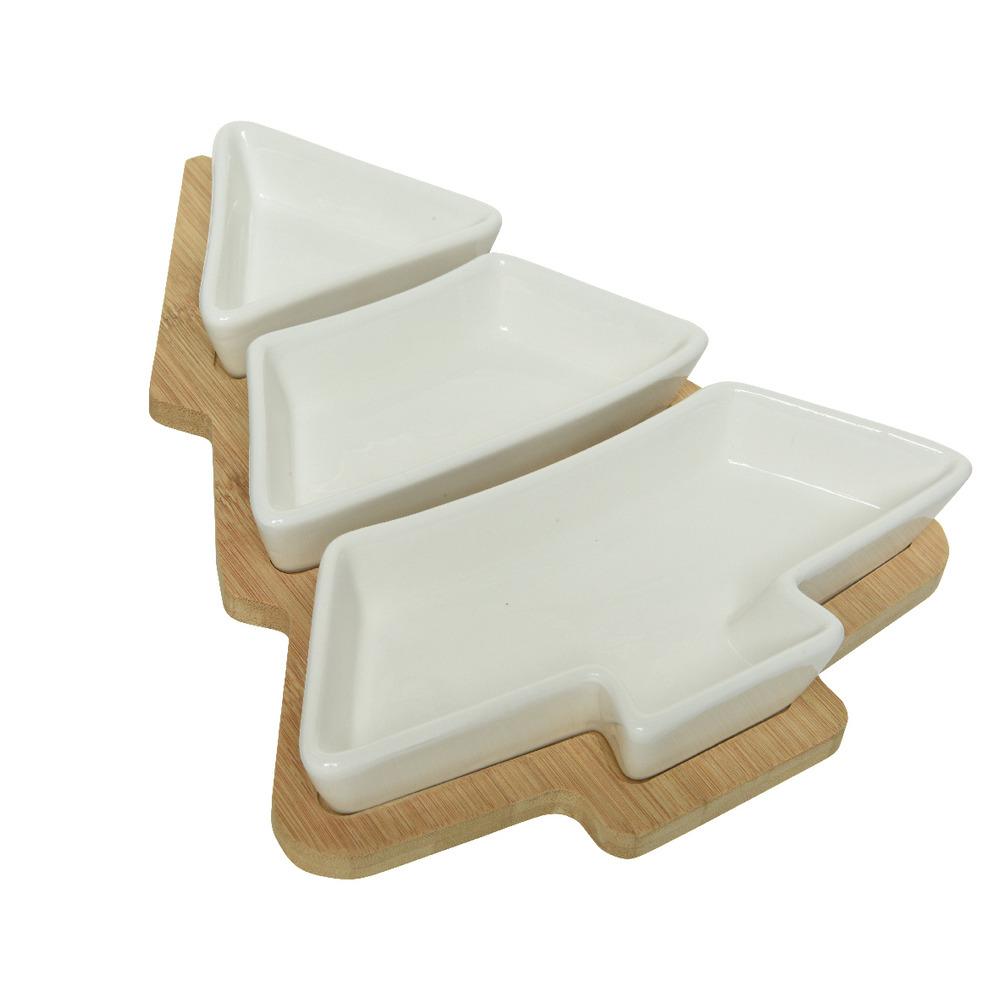 Kitchen Goods Porcelain Tapas Set with Board - Christmas Tree