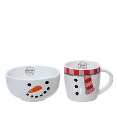 Kitchen Goods Stoneware Breakfast Set with Snowman