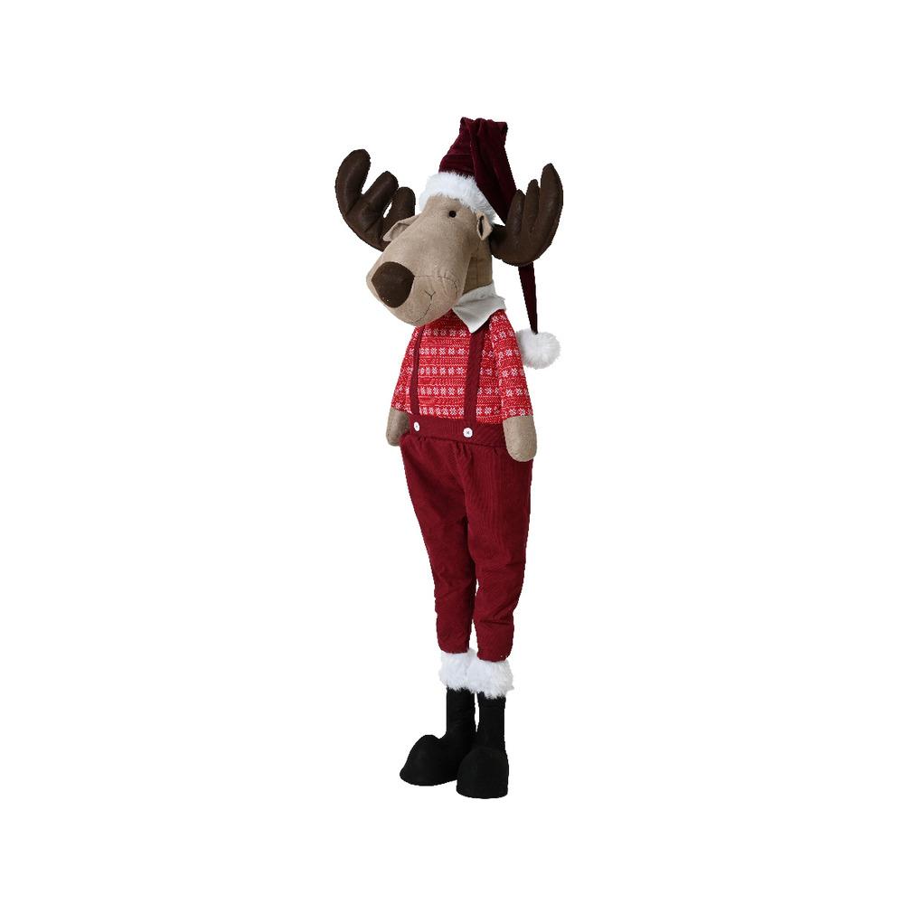 Decoris Polyester Standing Boy Deer 165cm - Red