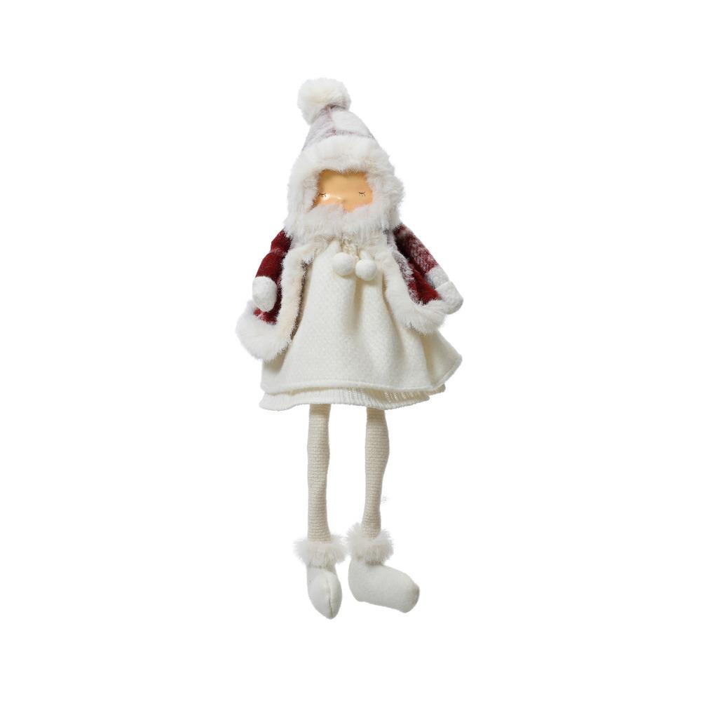 Decoris Polyester Sitting Girl with Dangle Legs 56cm - Red