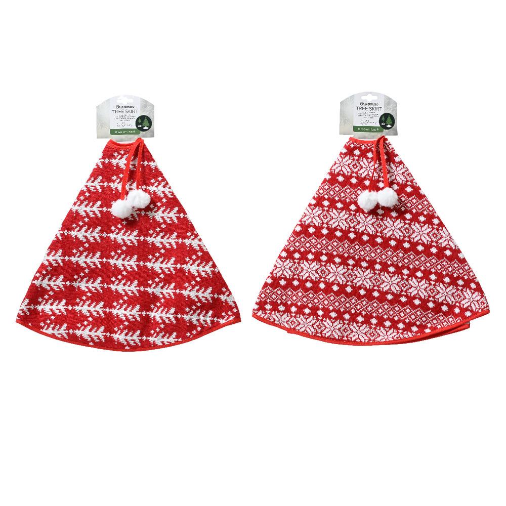 Decoris Polyester Tree Skirt 90cm - 2 Assorted Red