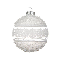 Decoris Glass Bauble with Snowflake and Beads 8cm