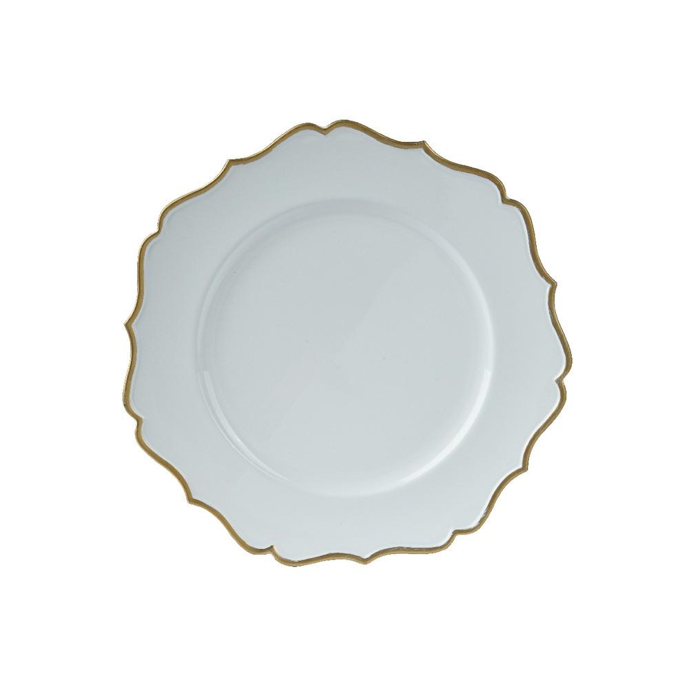 Decoris Plastic Deco Plate with Gold Edge 33cm - White