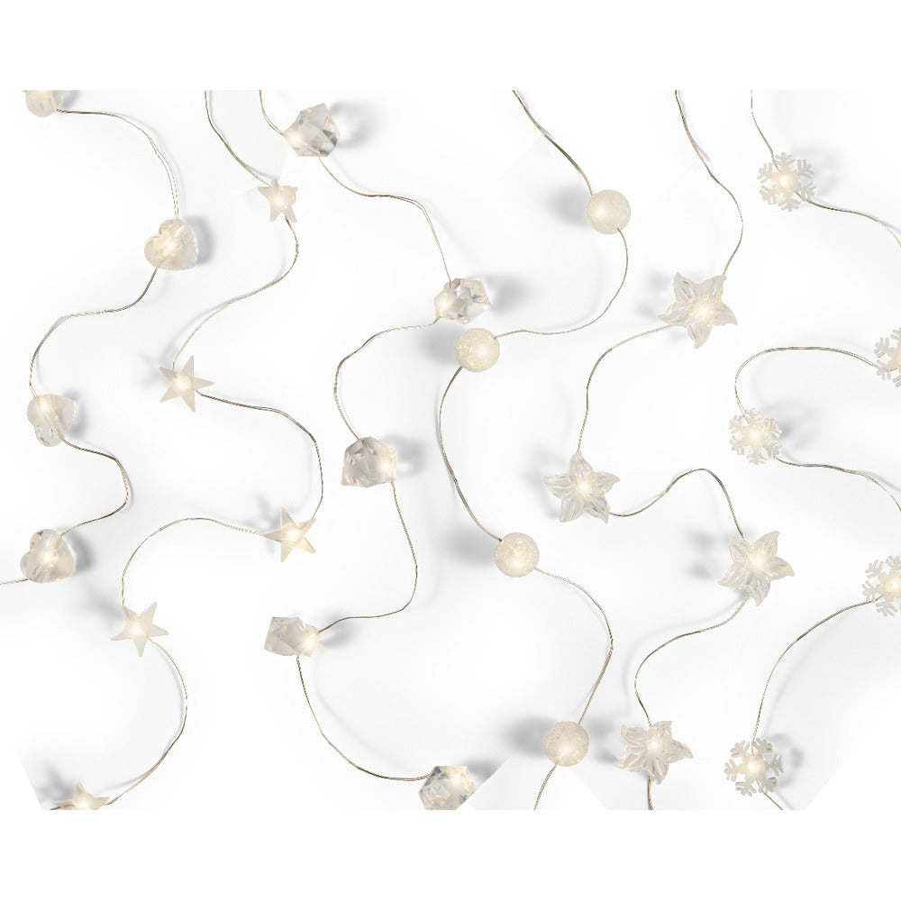 Lumineo BO 20 Micro-Led Deco String Lights 190cm - 6 Assorted Silver/Warm White