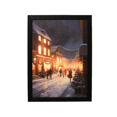 Lumineo BO Led Canvas with Street Scene and Black Frame 38 x 28cm - Warm White