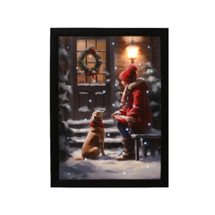 Lumineo BO Led Canvas with Sitting Child Scene and Black Frame 38 x 28cm - Warm White