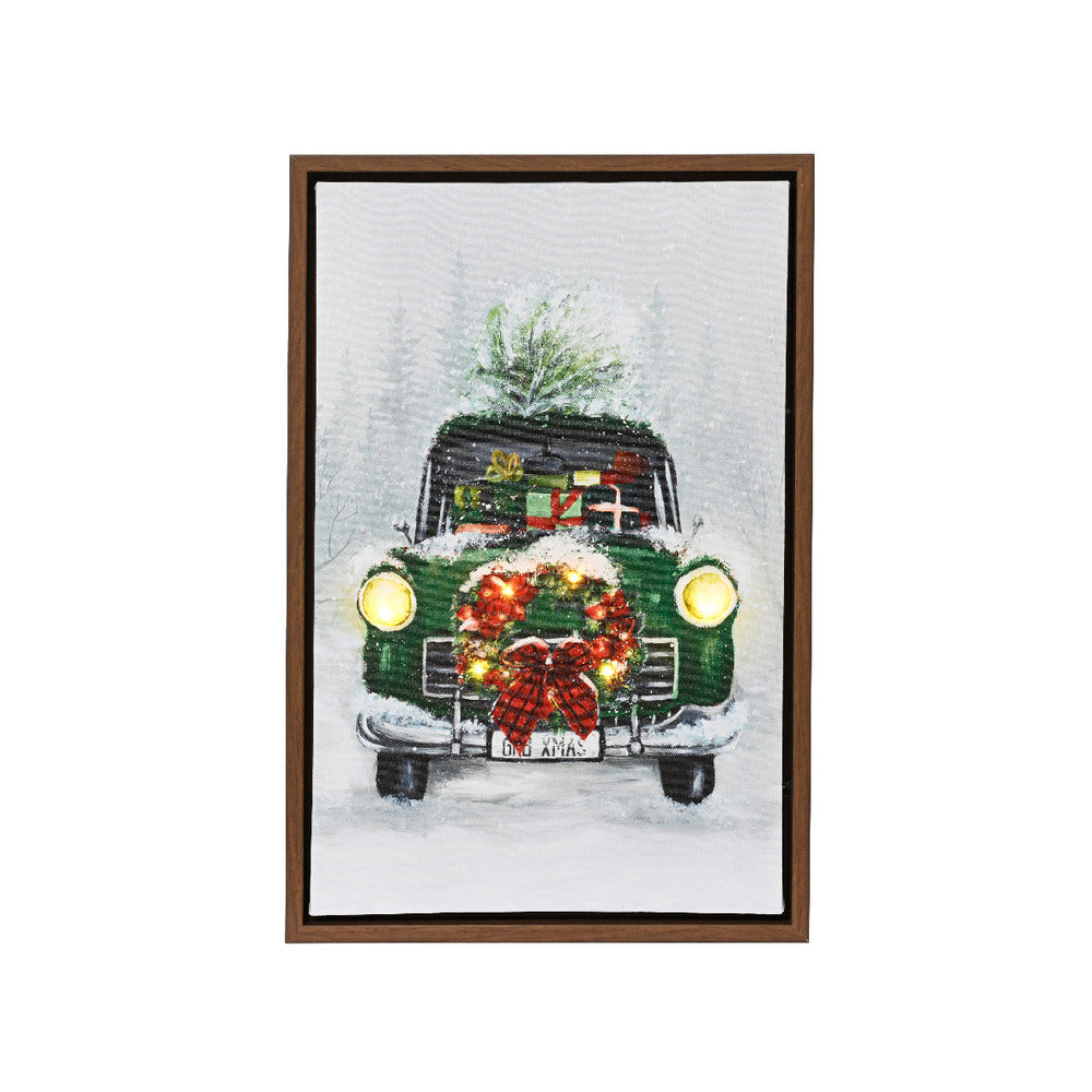 Lumineo BO Led Canvas with Truck and Brown Frame 38 x 58cm - Warm White