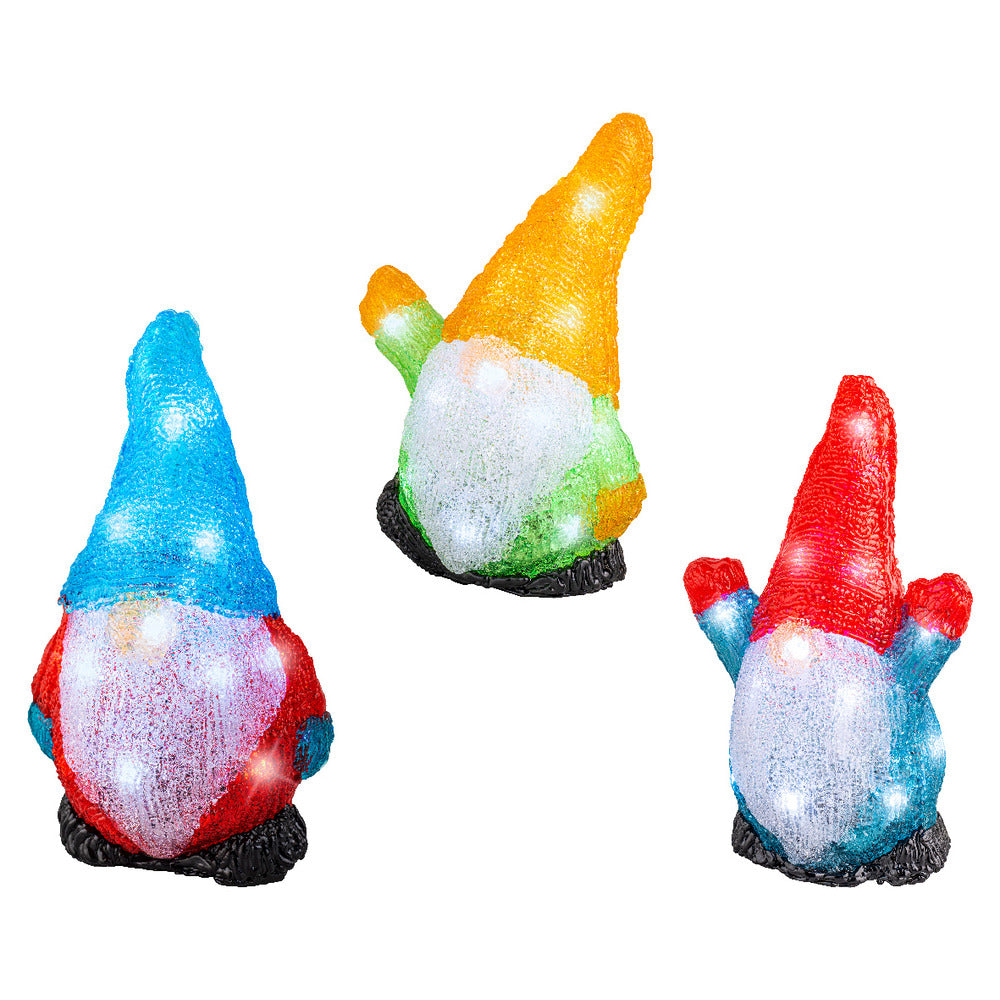 Lumineo BO Led Acrylic Gnome 20cm - 3 Assorted