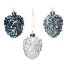 Decoris Hanging Glass Pinecone 10cm - 3 Assorted