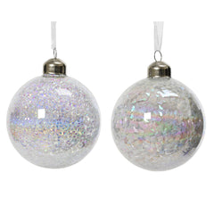 Decoris Glass Bauble Filled with Sequins 8cm - 2 Assorted