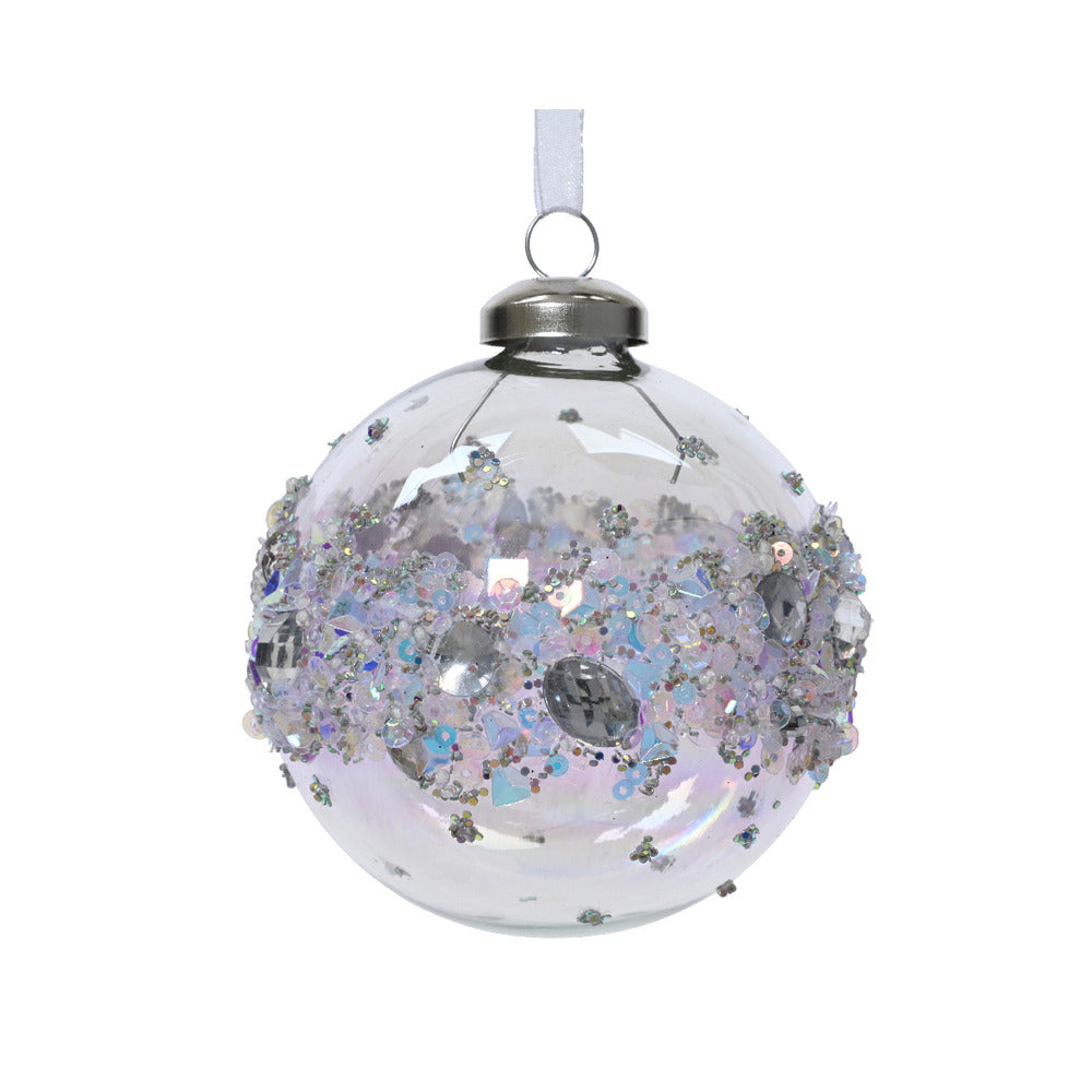 Decoris Glass Bauble Set of 3 Pieces with Diamonds 8cm