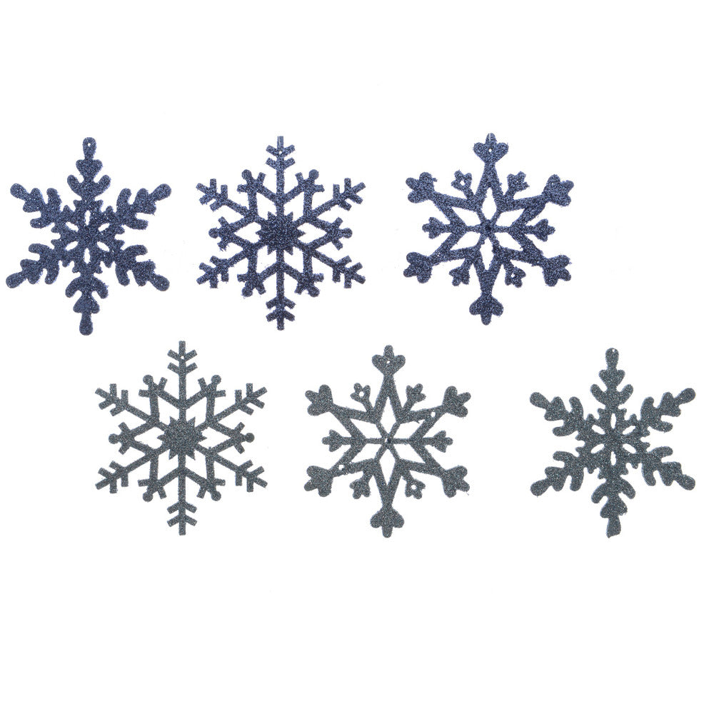 Decoris Hanging Plywood Snowflake with Glitter 12cm - 6 Assorted