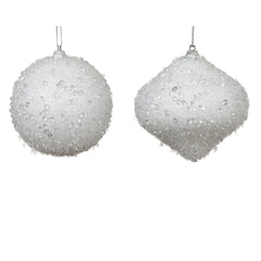 Decoris Foam Bauble with Ice Finish and Beads 8cm - 2 Assorted