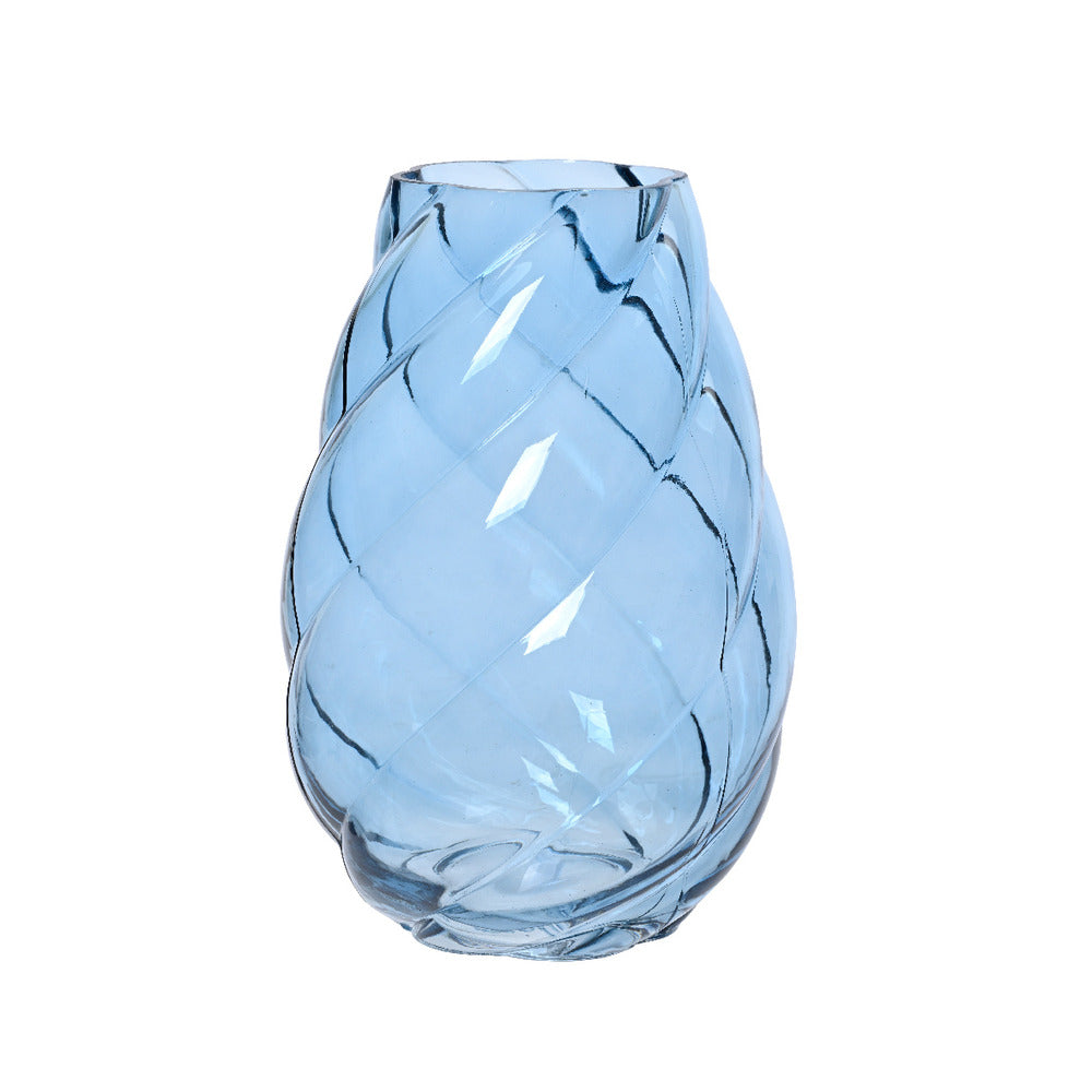Decoris Glass Vase with Swirl Pattern 18 x 26cm - Blue