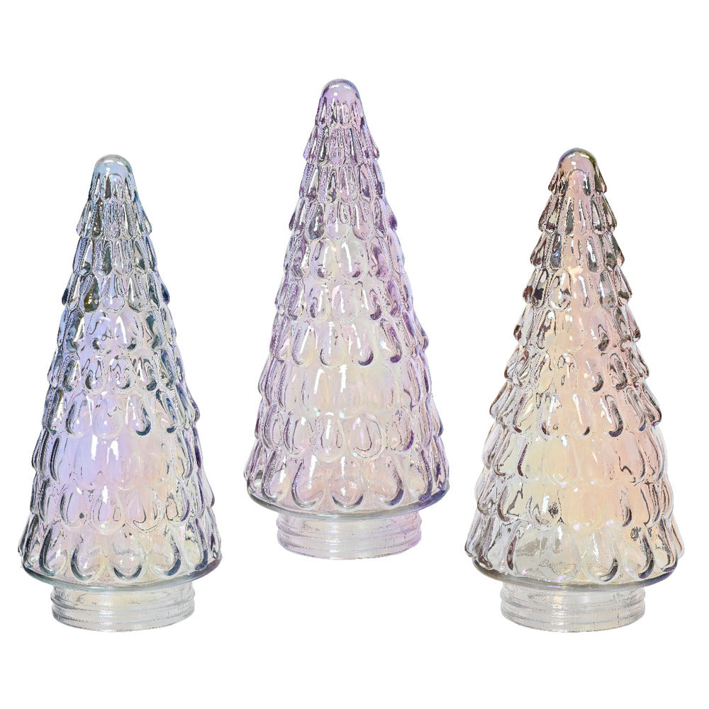Decoris Glass Tree Figure 23cm - 3 Assorted Shades of Iris,