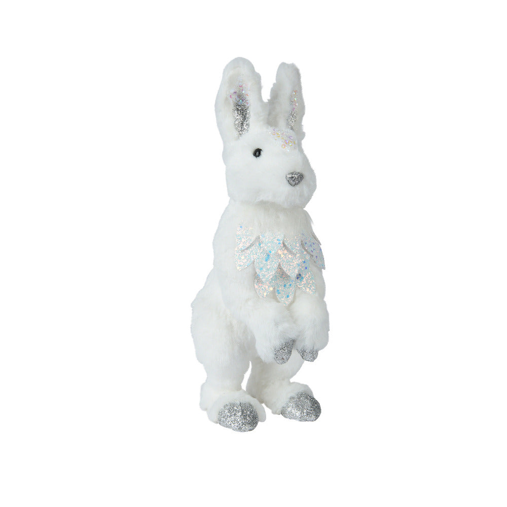Decoris Foam Rabbit with Faux Fur and Glitter 35cm,