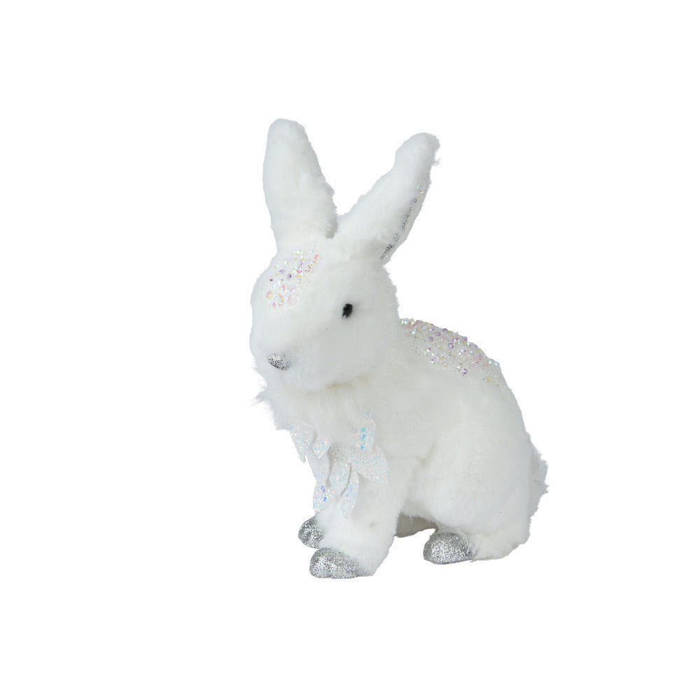 Decoris Foam Rabbit with Faux Fur and Glitter 25cm,
