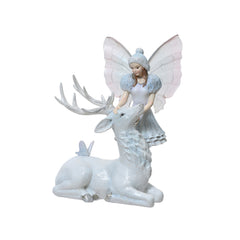 Decoris Polyresin Elf with Wings and Deer 20cm,