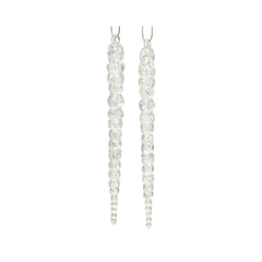 Decoris Hanging Acrylic Icicle Set of 2 Pieces with Glitter 14.5cm,