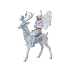 Decoris Polyresin Elf with Wings on Deer 15cm,