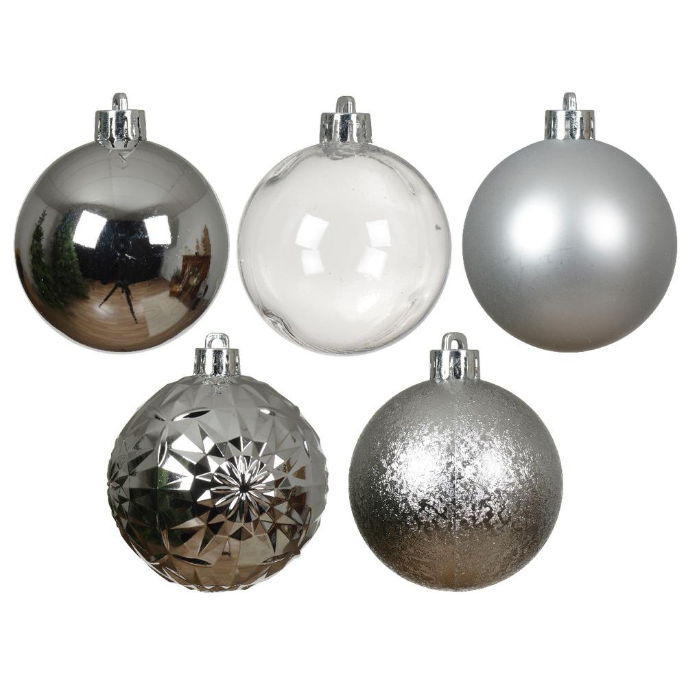 Decoris Shatterproof Bauble Pack of 7 Pieces 6cm - Silver