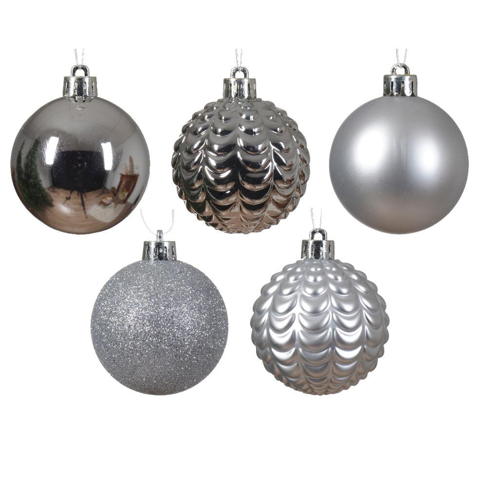 Decoris Shatterproof Bauble Tube of 80 Pieces 8cm - Silver