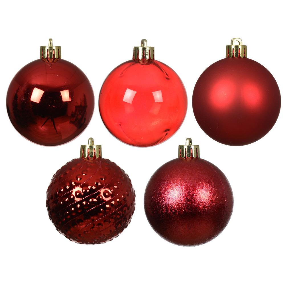 Decoris Shatterproof Bauble Pack of 7 Pieces 6cm - Christmas Red