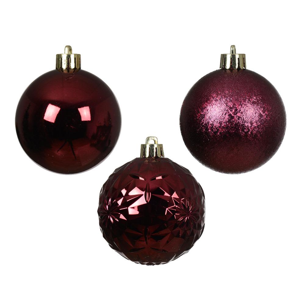 Decoris Shatterproof Bauble Pack of 5 Pieces 7cm - Oxblood