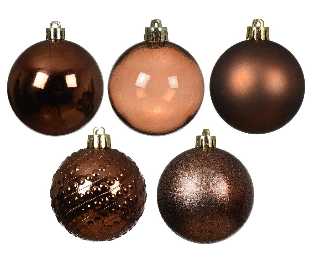 Decoris Shatterproof Bauble Pack of 7 Pieces 6cm - Espresso