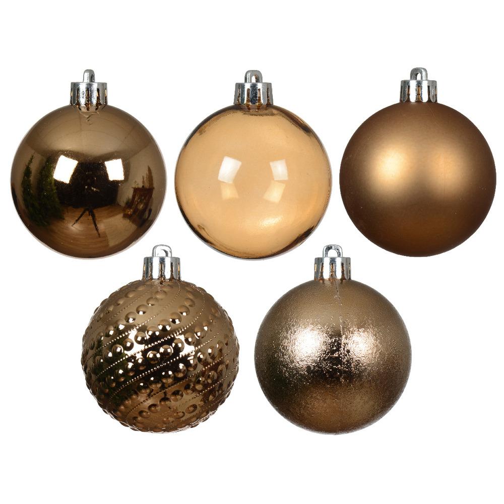 Decoris Shatterproof Bauble Pack of 7 Pieces 6cm - Pecan Brown