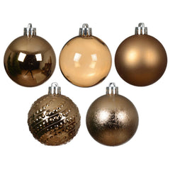 Decoris Shatterproof Bauble Pack of 7 Pieces 6cm - Pecan Brown