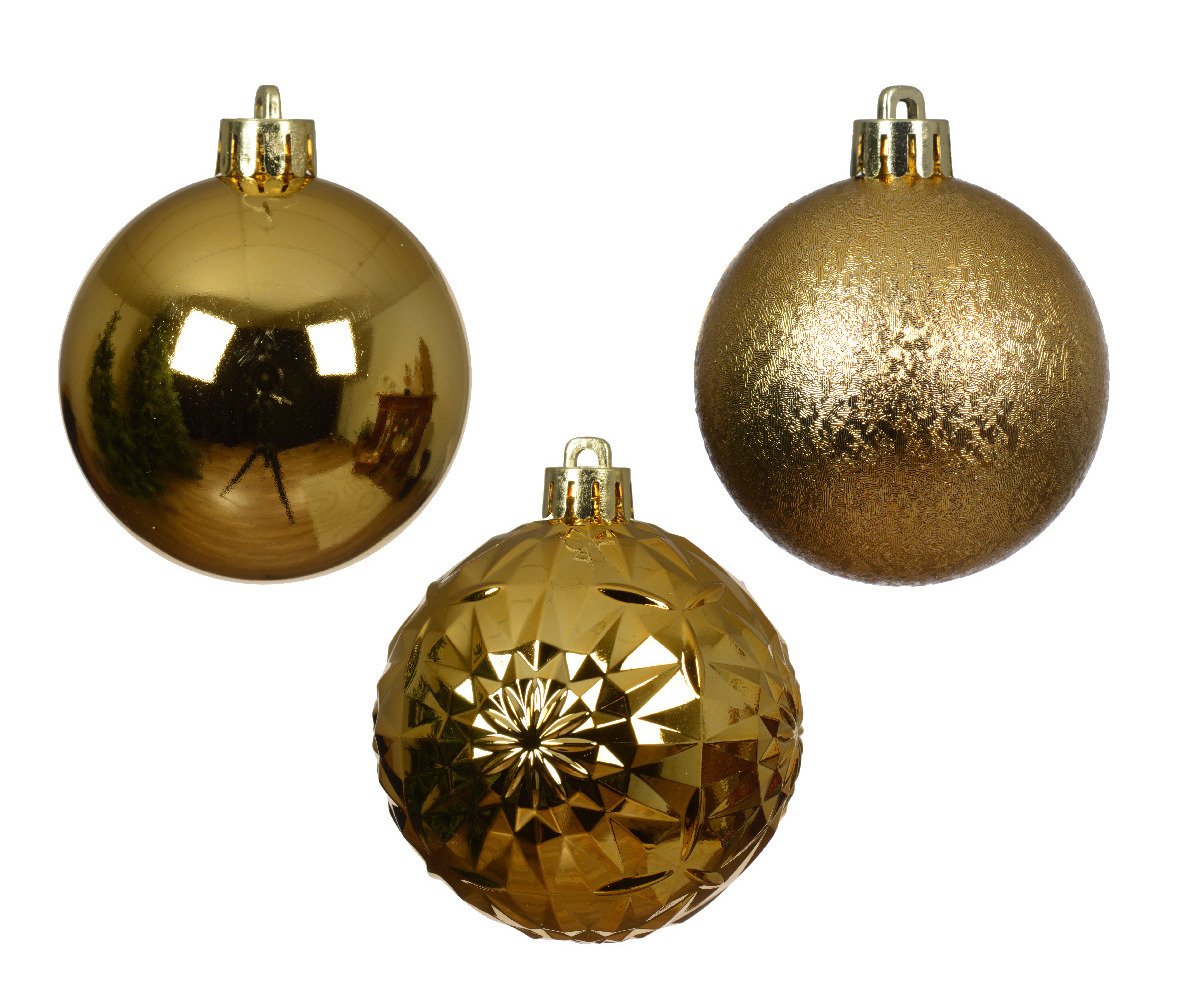 Decoris Shatterproof Bauble Pack of 5 Pieces 7cm - Light Gold