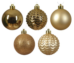 Decoris Shatterproof Bauble Tube of 80 Pieces 8cm - Light Gold