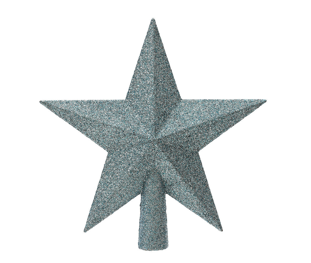 Decoris Shatterproof Star Tree Topper 20cm with Glitter - Blue Ice,