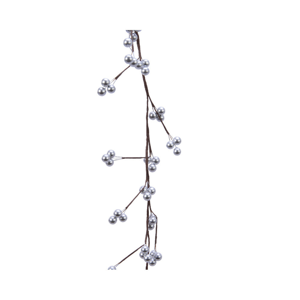 Decoris Garland with Foam Berries 130cm - Silver