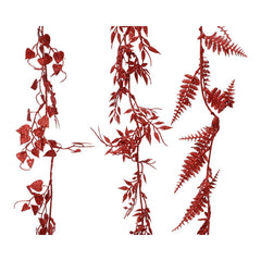 Decoris Plastic Garland with Glitter 180cm - 3 Assorted Christmas Red,