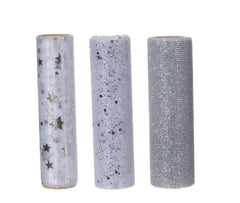Decoris Polyester Fabric 14 x 200cm - 3 Assorted Silver,