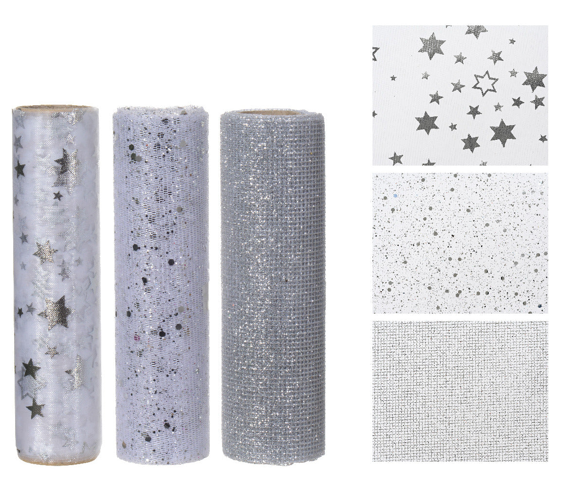 Decoris Polyester Fabric 14 x 200cm - 3 Assorted Champagne